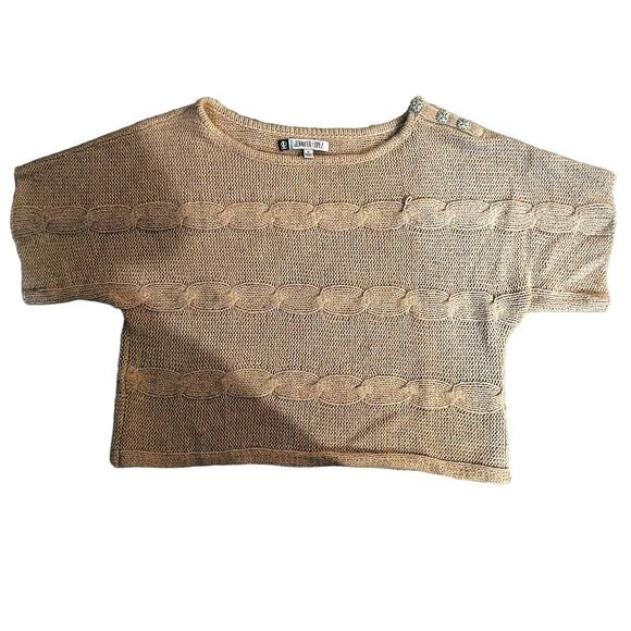 Jennifer Lopez Mauve Short Sleeve Cropped Sweater Womens Size M - Picture 1 of 6